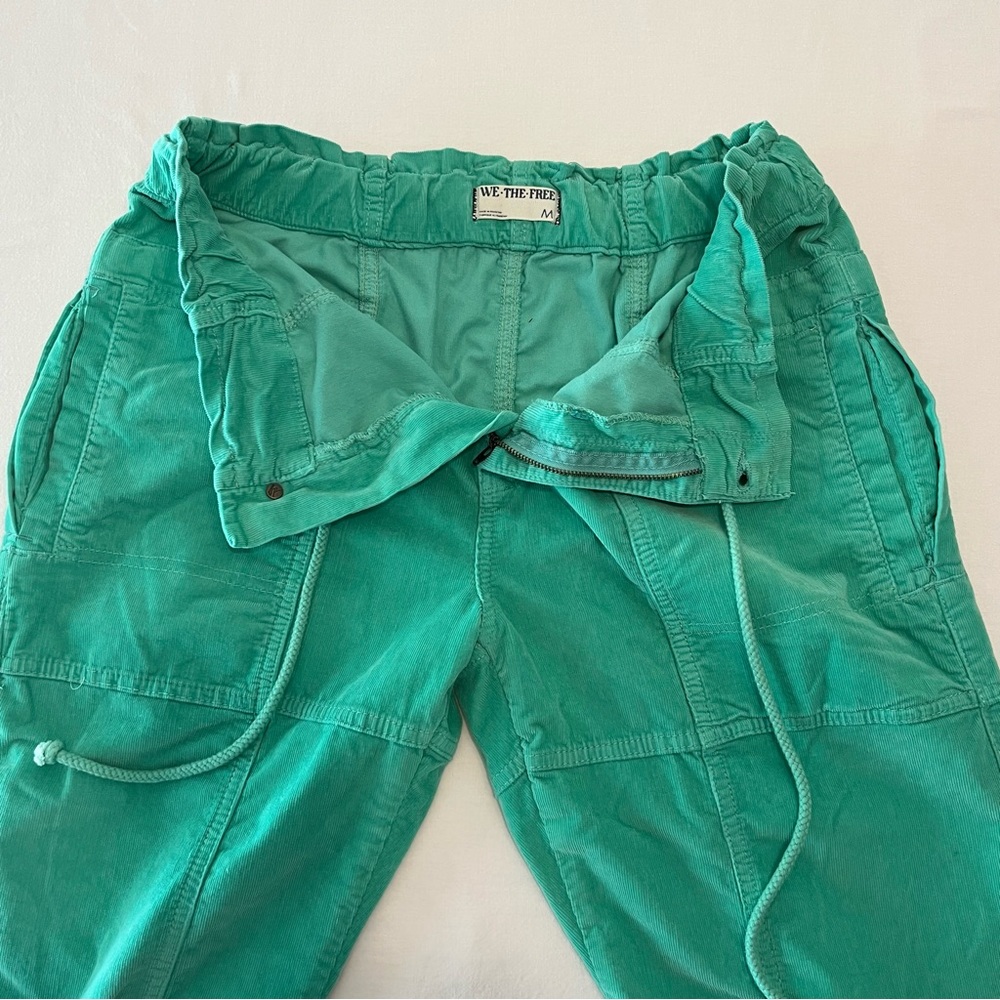 We The Free Angelo Pull On Cord Jogger Corduroy Waist Tie Snap Cuffs Green Pants - Picture 6 of 13